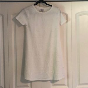 Zara White Textured Cotton T-Shirt Dress